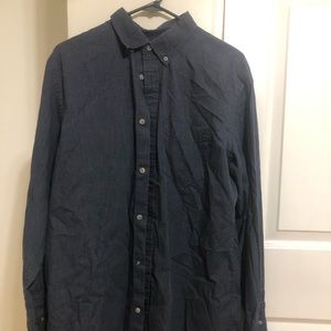 Navy Slim Fit Button Up